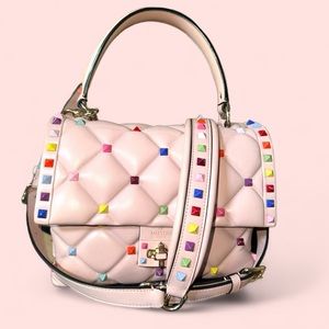 VALENTINO
Rockstud Medium Candystud Leather Top Handle Shoulder Bag Pink